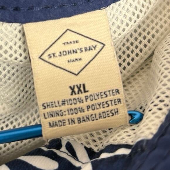 St John’s Bay Size XXL Navy White Floral Polyester Lined 2010s Men’s Swimtrunks - Picture 3 of 7